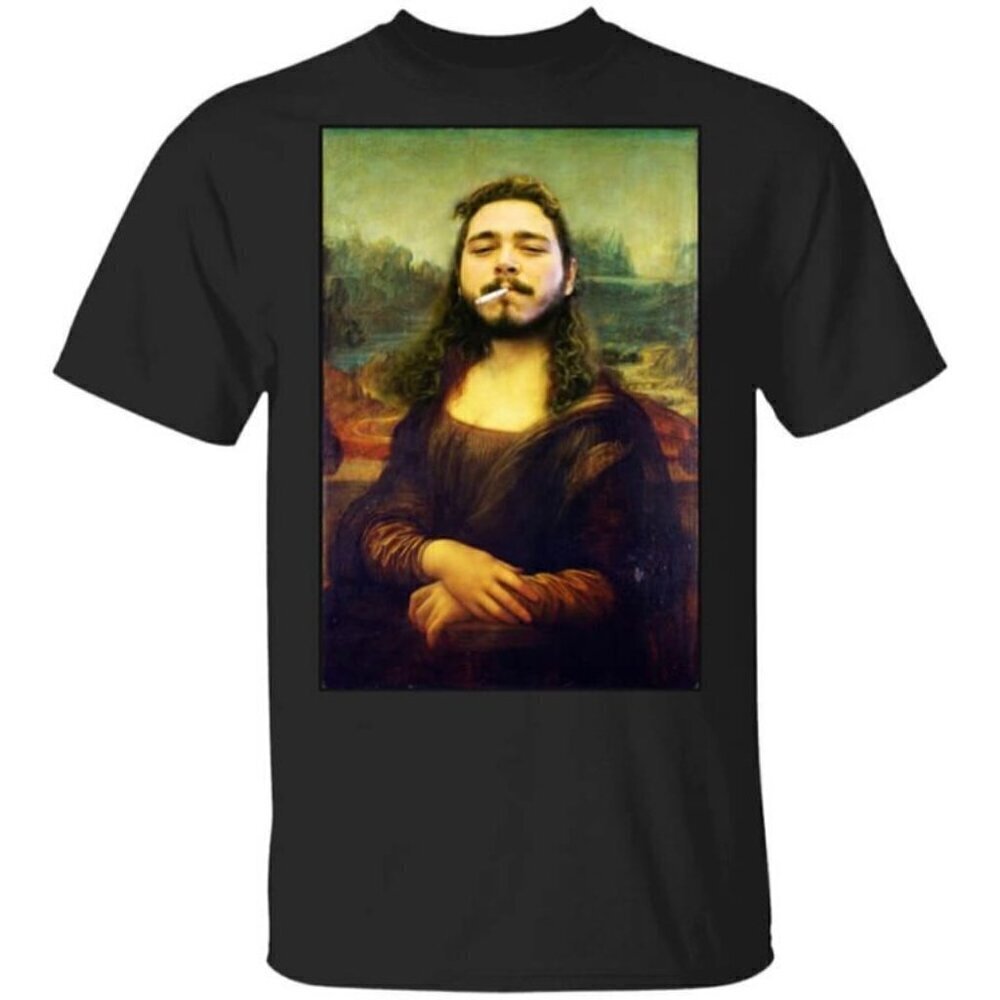 Post Malone Mona Lisa Smoking Rap Artist Music Fan Graphic Concert Tour Tee .